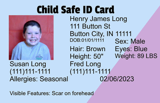 Child safe id card -$10 per child